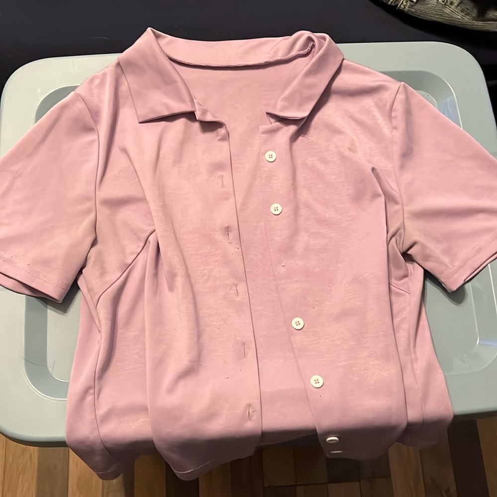 Size 0XL purple button down shirt